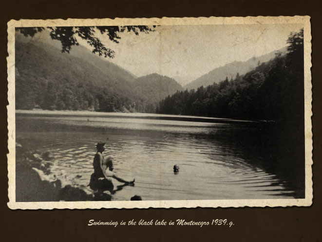 Swimming in the black lake in Montenegro 1939.g. 